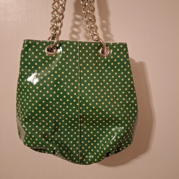 Roberta Gandolfi green/white patent leather polka dot bag silver chain strap - Picture 5 of 9